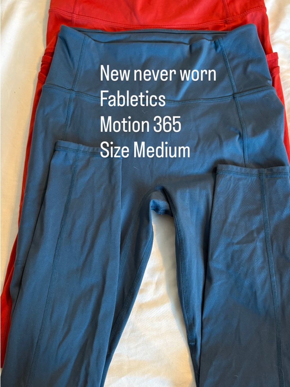 Fabletics Motion 365 Kids Leggings - Blue with Red Accent